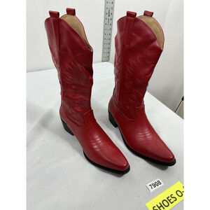 Womans New Condition Idifu Pull On Western Cowgirl Boots 8.5 Red Midcalf